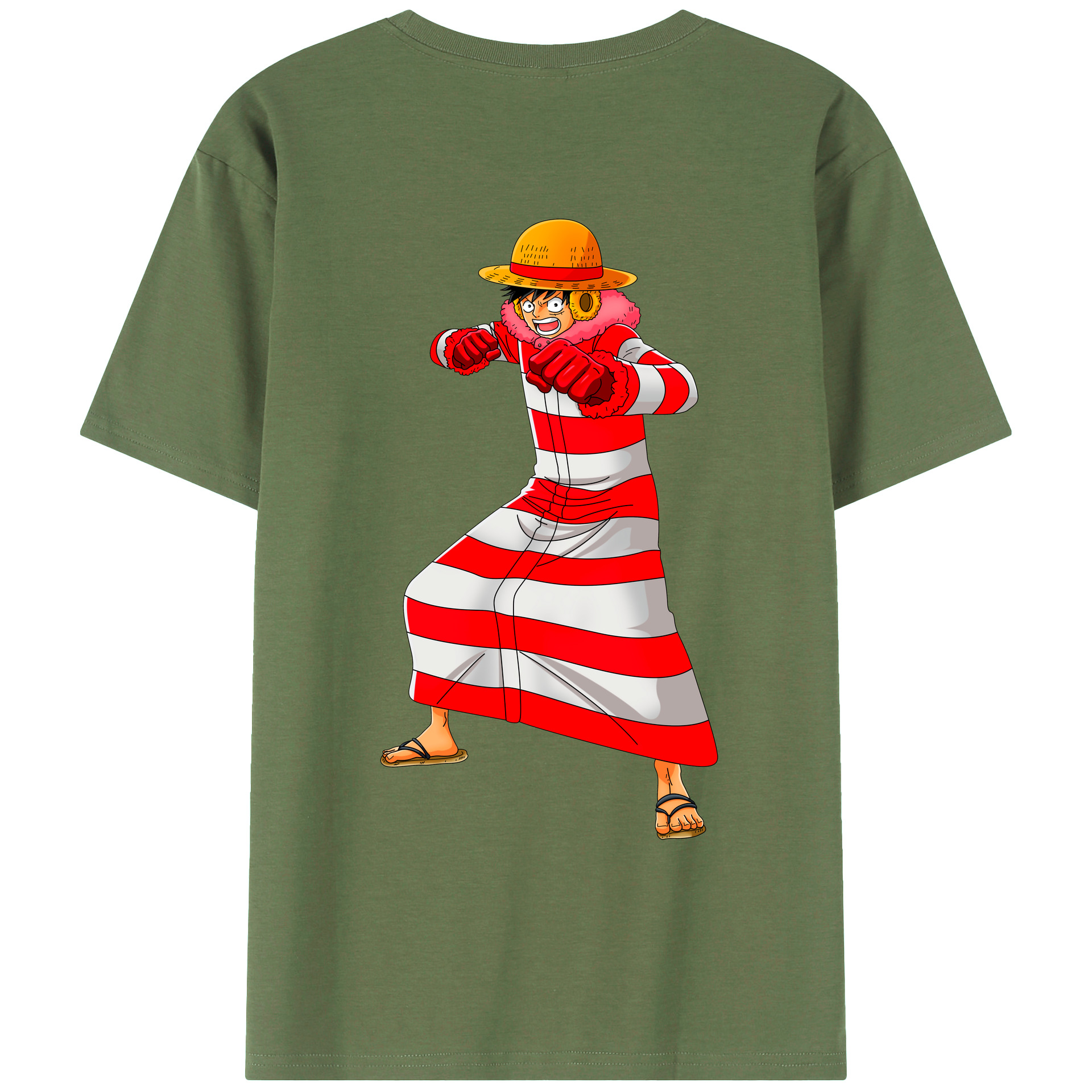 ワンピース モンキー・D・ルフィ ONE PIECE Monkey D. Luffy 綿100％ メンズ半袖Tシャツ（バックプリント） 通気性